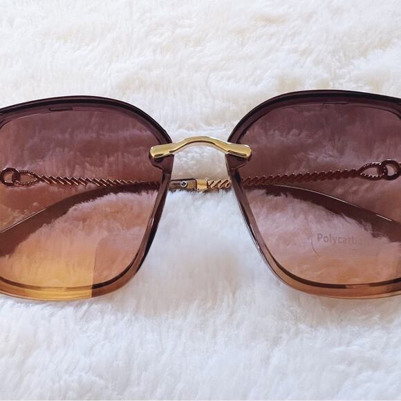 Gia Clear Light Purple Chain Link Oversized Sunglasses - Picture 3 of 12